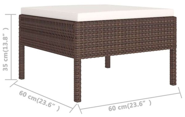 VidaXL 7 részes barna polyrattan kerti bútorszett párnákkal