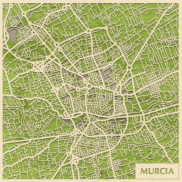 Murcia 3D fa várostérkép fali dekoráció – Natura Products