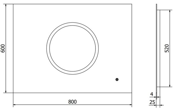 Mexen Koga 80 x 60 cm-es, LED 6000K, páramentes fürdőszobai tükör világítással - 9821-080-060-611-00