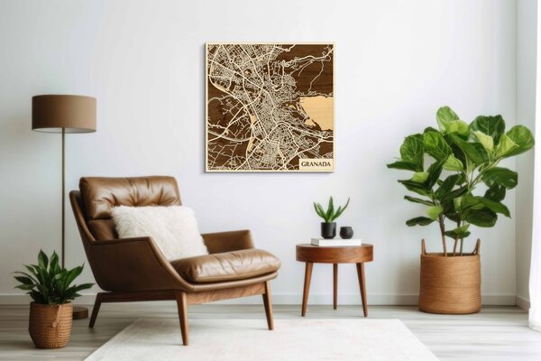 Granada 3D fa várostérkép fali dekoráció – Natura Products