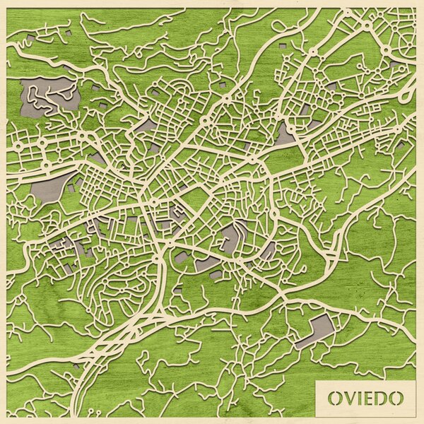 Oviedo 3D fa várostérkép fali dekoráció – Natura Products