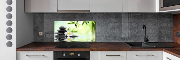 Konyhai falburkoló panel Plumeria és bambusz