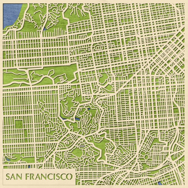San Francisco 3D fa várostérkép fali dekoráció – Natura Products