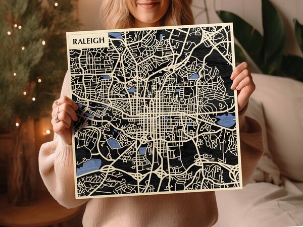 Raleigh 3D fa várostérkép fali dekoráció – Natura Products