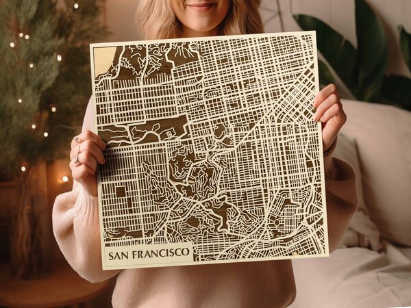 San Francisco 3D fa várostérkép fali dekoráció – Natura Products