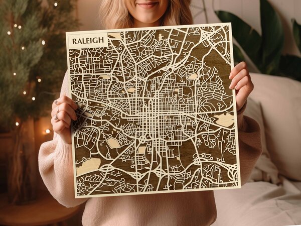 Raleigh 3D fa várostérkép fali dekoráció – Natura Products