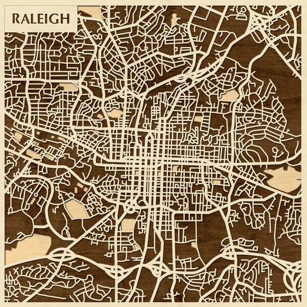 Raleigh 3D fa várostérkép fali dekoráció – Natura Products