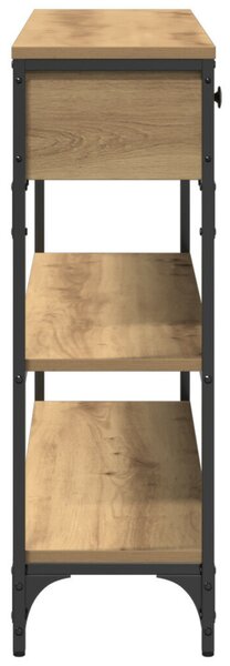 Konsole asztal Művészi tölgy 100x25x75 cm Szerelt fa &amp; acél