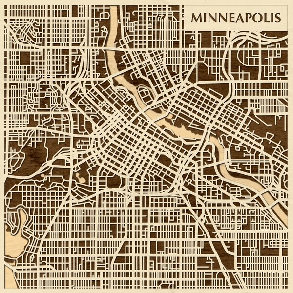 Minneapolis 3D fa várostérkép fali dekoráció – Natura Products