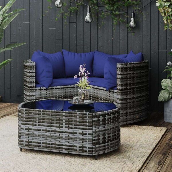 VidaXL Polyrattan Kerti Ülőgarnitúra - 4 részes, Szürke
