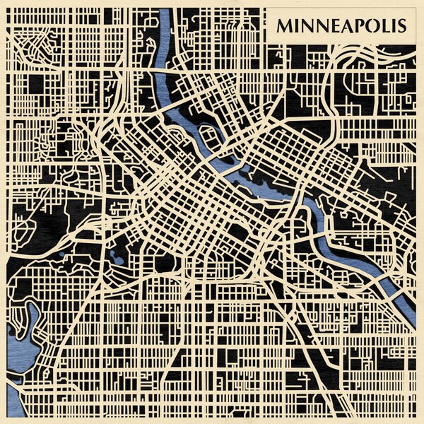 Minneapolis 3D fa várostérkép fali dekoráció – Natura Products