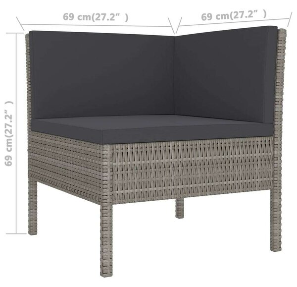 Polyrattan Kerti Ülőgarnitúra - 11 részes - Szürke