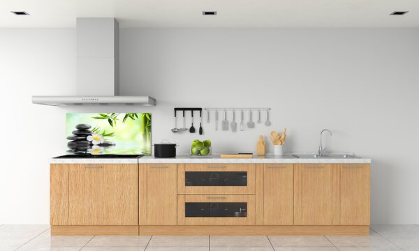Konyhai falburkoló panel Plumeria és bambusz