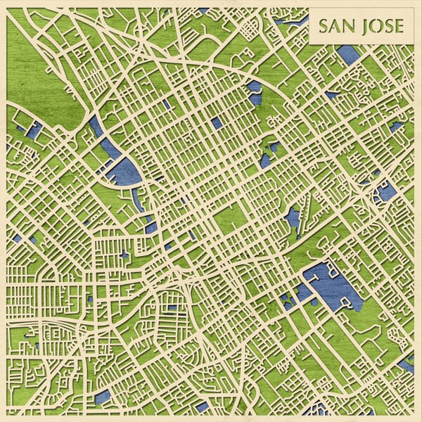 San Jose 3D fa várostérkép fali dekoráció – Natura Products