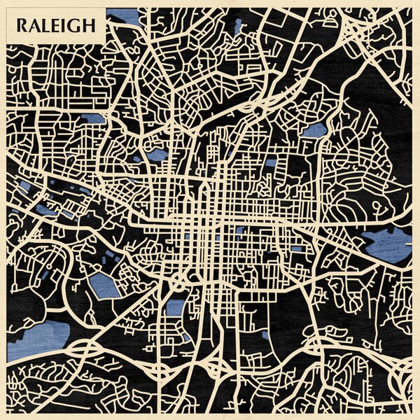 Raleigh 3D fa várostérkép fali dekoráció – Natura Products