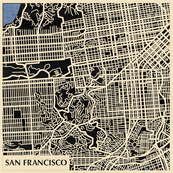 San Francisco 3D fa várostérkép fali dekoráció – Natura Products