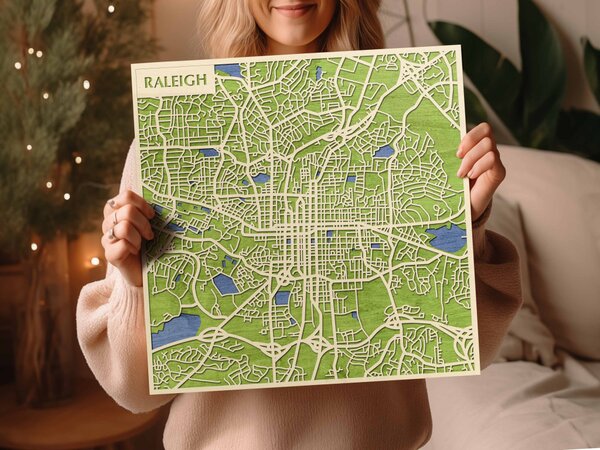 Raleigh 3D fa várostérkép fali dekoráció – Natura Products