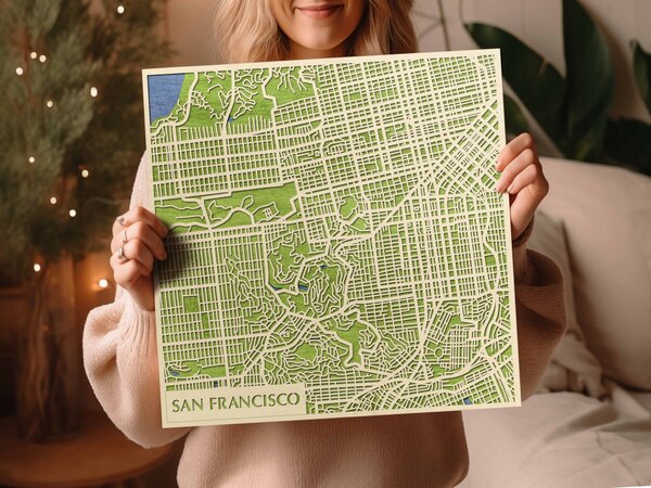San Francisco 3D fa várostérkép fali dekoráció – Natura Products