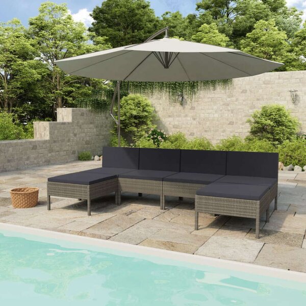 VidaXL Polyrattan Kerti Ülőgarnitúra - 6 részes - Szürke