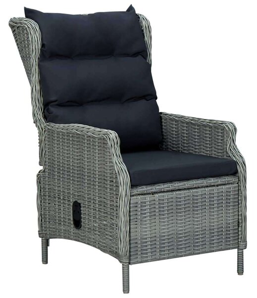 VidaXL 7 részes világosszürke polyrattan kültéri étkezőszett párnákkal