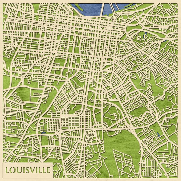 Louisville 3D fa várostérkép fali dekoráció – Natura Products