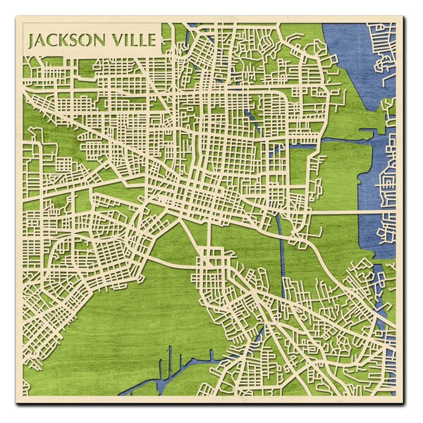 Jacksonville 3D fa várostérkép fali dekoráció – Natura Products