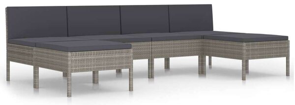 VidaXL Polyrattan Kerti Ülőgarnitúra - 6 részes - Szürke
