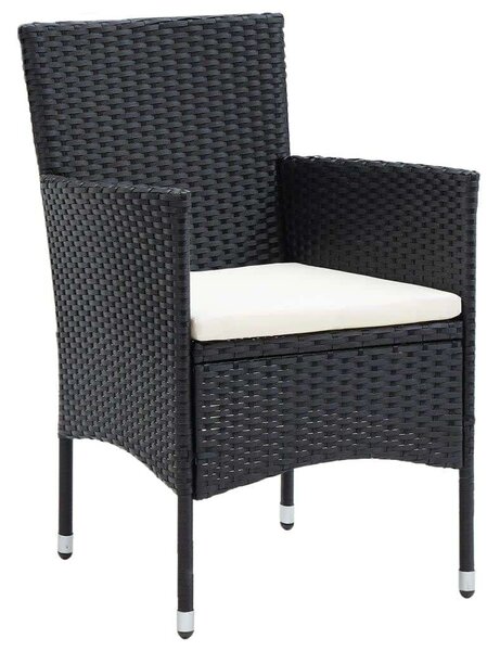 Polyrattan Kerti Étkezőgarnitúra - 7 részes - Fekete