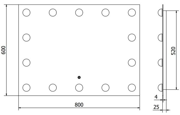 Mexen Dona LED-es megvilágított fürdőszobai tükör, 80 x 60 cm, 6000K, páramentesítő - 9818-080-060-611-00