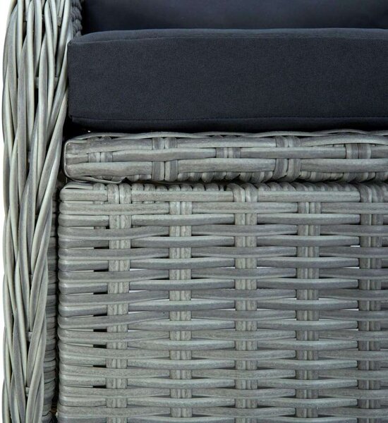 VidaXL 7 részes világosszürke polyrattan kültéri étkezőszett párnákkal