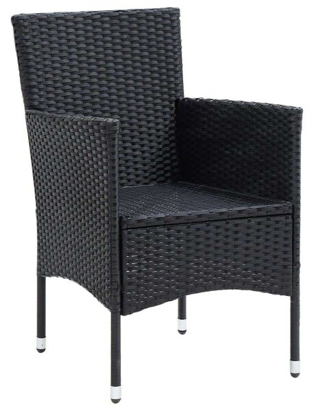 Polyrattan Kerti Étkezőgarnitúra - 7 részes - Fekete