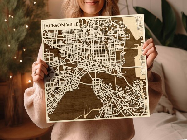 Jacksonville 3D fa várostérkép fali dekoráció – Natura Products