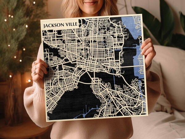 Jacksonville 3D fa várostérkép fali dekoráció – Natura Products
