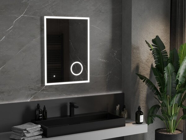 Mexen Kala világított fürdőszobai tükör kozmetikai tükörrel 60 x 80 cm, LED 6000K, páramentesítő