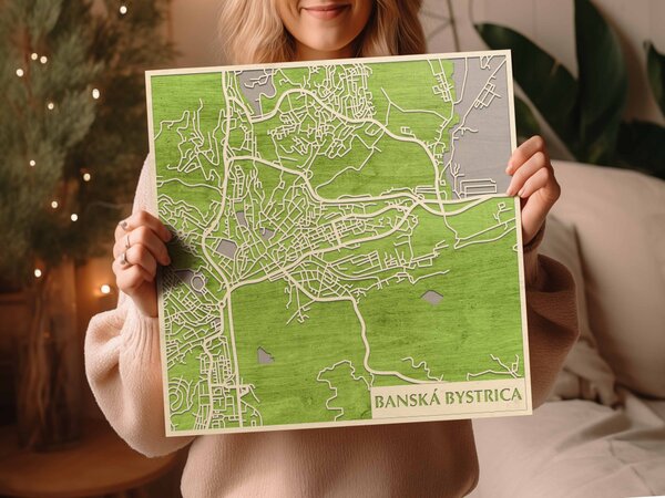 Besztercebánya – Banská Bystrica 3D fa várostérkép fali dekoráció – Natura Products