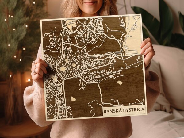Besztercebánya – Banská Bystrica 3D fa várostérkép fali dekoráció – Natura Products
