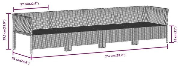 VidaXL 10 részes szürke polyrattan kerti ülőgarnitúra párnákkal