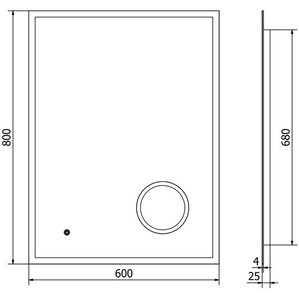 Mexen Kala világított fürdőszobai tükör kozmetikai tükörrel 60 x 80 cm, LED 6000K, páramentesítő