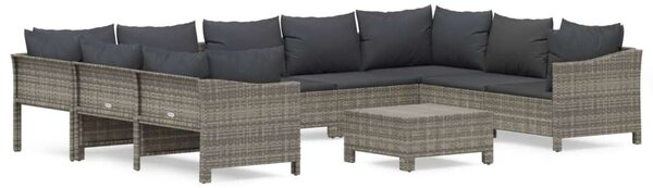 VidaXL 10 részes szürke polyrattan kerti ülőgarnitúra párnákkal
