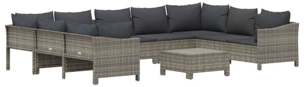 VidaXL 10 részes szürke polyrattan kerti ülőgarnitúra párnákkal