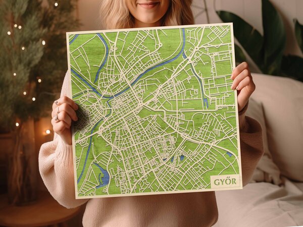 Győr 3D fa várostérkép fali dekoráció – Natura Products