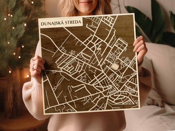 Dunaszerdahely – Dunajská Streda 3D fa várostérkép fali dekoráció – Natura Products