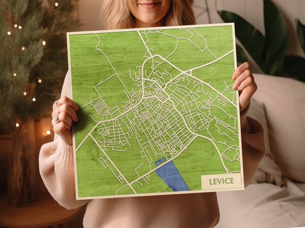 Léva – Levice 3D fa várostérkép fali dekoráció – Natura Products