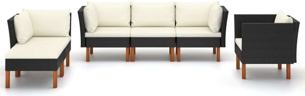 VidaXL - 6 Részes Kerti Ülőgarnitúra - Polyrattan - Fekete