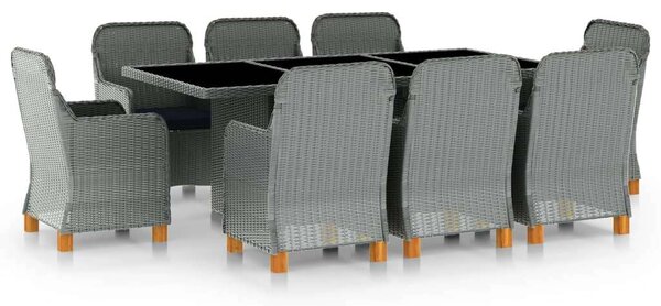 VidaXL Kültéri Étkezőgarnitúra - 9 részes - Polyrattan