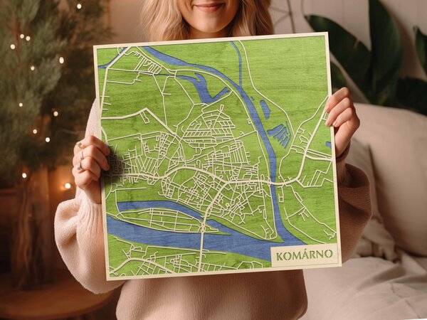 Komárom – Komárno 3D fa várostérkép fali dekoráció – Natura Products