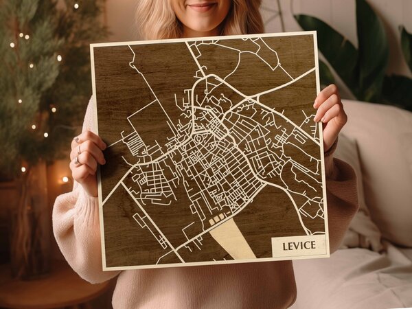 Léva – Levice 3D fa várostérkép fali dekoráció – Natura Products
