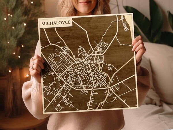 Nagymihály – Michalovce 3D fa várostérkép fali dekoráció – Natura Products