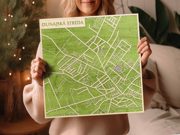 Dunaszerdahely – Dunajská Streda 3D fa várostérkép fali dekoráció – Natura Products
