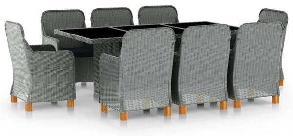 VidaXL Kültéri Étkezőgarnitúra - 9 részes - Polyrattan